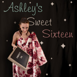 Sweet Sixteen Photo Backdrop Add Your Name Tapestry