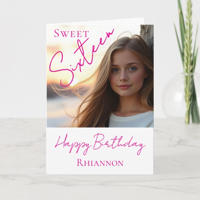Sweet Sixteen Photo Birthday Card (Front)