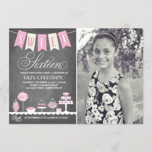Sweet Sixteen Photo Birthday Invitation