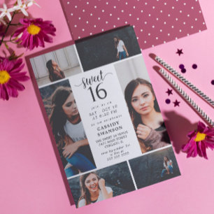 Sweet Sixteen Photo Collage Invitation