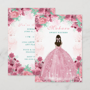 Sweet Sixteen Pink Blush Birthday Invitation Card