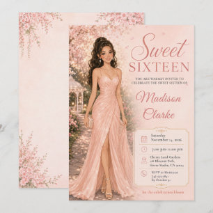 Sweet Sixteen Pink Cherry Blossoms Invitation