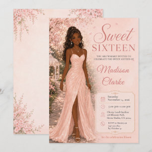 Sweet Sixteen Pink Cherry Blossoms Invitation