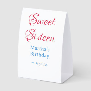 Sweet Sixteen pink name date calligraphy boho blue