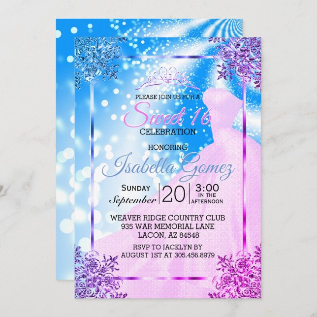 Sweet Sixteen Pink Princess Gown Invitation (Front/Back)