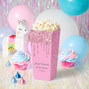 sweet sixteen pink sparkles dripping glitters  favour box