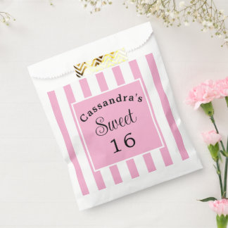 Sweet Sixteen Pink Stripe Classic Chic Favour Bag