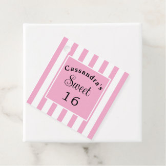 Sweet Sixteen Pink Stripe Classic Chic Favour Tags
