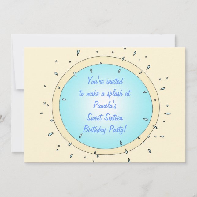 Sweet Sixteen Pool Party Birthday Invitations (Front)