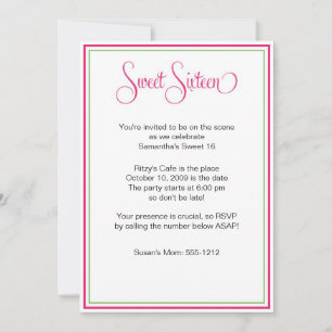 Sweet Sixteen Preppy Birthday Party Invitation