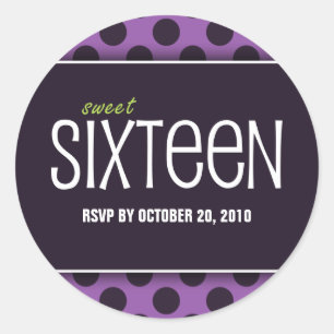 Sweet Sixteen Purple Dots RSVP Envelope Seals