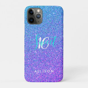 Sweet Sixteen Purple Teal Glitter Personalised iPhone 11 Pro Case