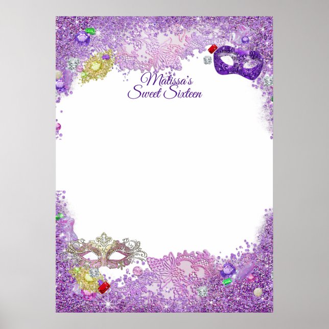 Sweet Sixteen, Quinceanera, Masquerade Sign In (Front)
