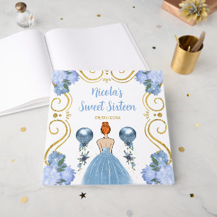 Sweet Sixteen Red Hair Princess in Dusty Blue Guest Book