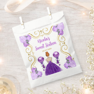 Sweet Sixteen Red Hair Princess in Purple Favour Bag