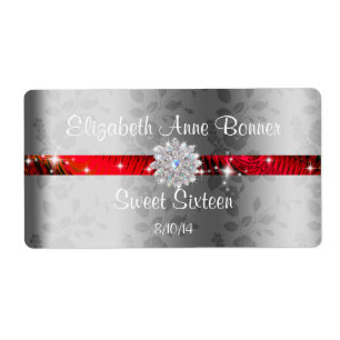 Sweet Sixteen Red with Sparkle, Personalised