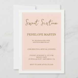 Sweet sixteen romantic glamour - salmon pink invitation