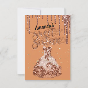 Sweet Sixteen Rose Dress Glitter Drip Black Orange Invitation