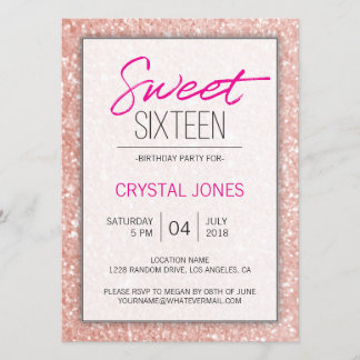 Sweet Sixteen rose gold sparkle Invitation