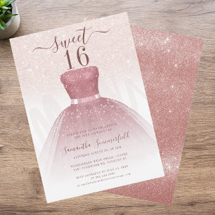 Sweet Sixteen Script 16th Birthday Party Invitation