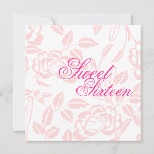 Sweet Sixteen Soft Pink Rose Birthday Invitation