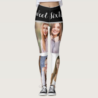 Sweet Sixteen Sparkle: Custom Photo Collage Leggin Leggings