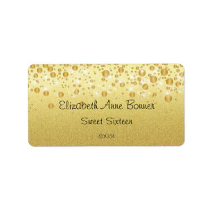 Sweet Sixteen, Sparkle, Gold Glitter, Water Bottle Label