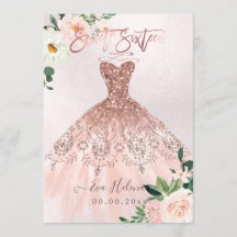 Sweet Sixteen, Sparkle Gown, Faux Rose Gold cards