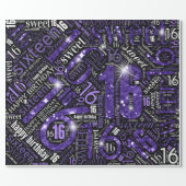 Sweet Sixteen Sparkle Word Cloud Purple ID265 Wrapping Paper (Flat)