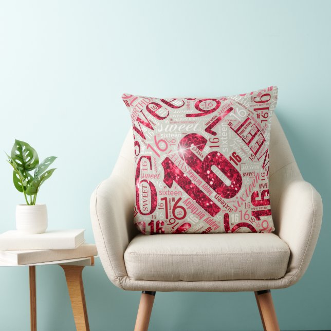Sweet Sixteen Sparkle Word Cloud Red ID265 Cushion (Chair)