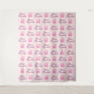 Sweet Sixteen Step and Repeat Party Backdrop Tapestry