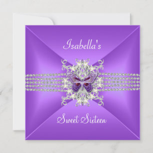 Sweet Sixteen Sweet 16 Butterfly Lilac Pearl Invitation