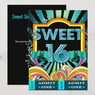 Sweet Sixteen Sweet 16 Party Ticket Admission Invitation