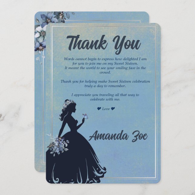 Sweet Sixteen Thank You card (Front/Back)