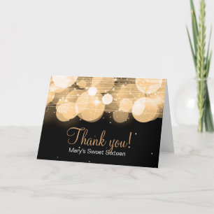 Sweet Sixteen Thank You Glow & Sparkle Gold Card