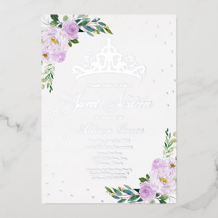 Sweet Sixteen Tiara Lavender Flowers Silver