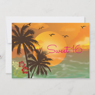 Sweet Sixteen, Tropical, Hawaiian Luau Invitation