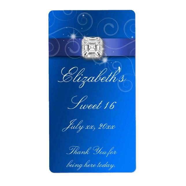 Sweet Sixteen Water Bottle Label  (Front)