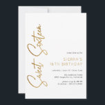 Sweet Sixteen White and Gold Script 16th Birthday Invitation<br><div class="desc">Modern and airy sweet 16 invitations with handwritten script. Type based design with faux gold accents. Please note: Gold effect is replicated by a high quality graphic. No real foil will be used.</div>