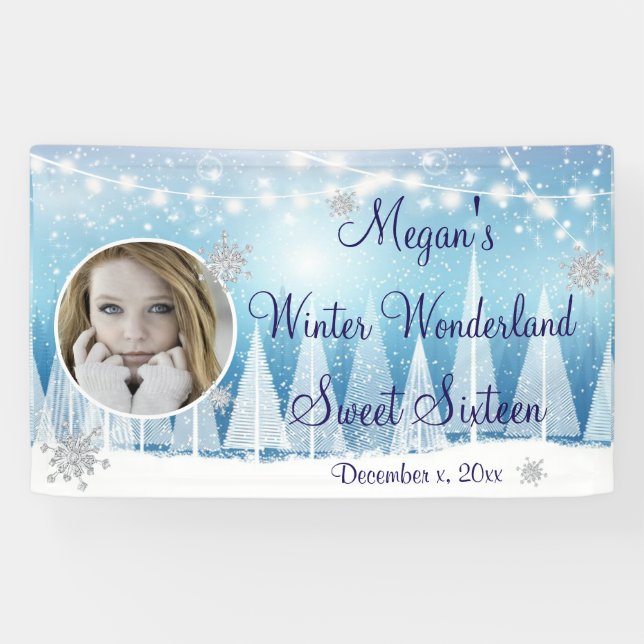 Sweet Sixteen,  Winter Wonderland, Custom, Banner (Horizontal)