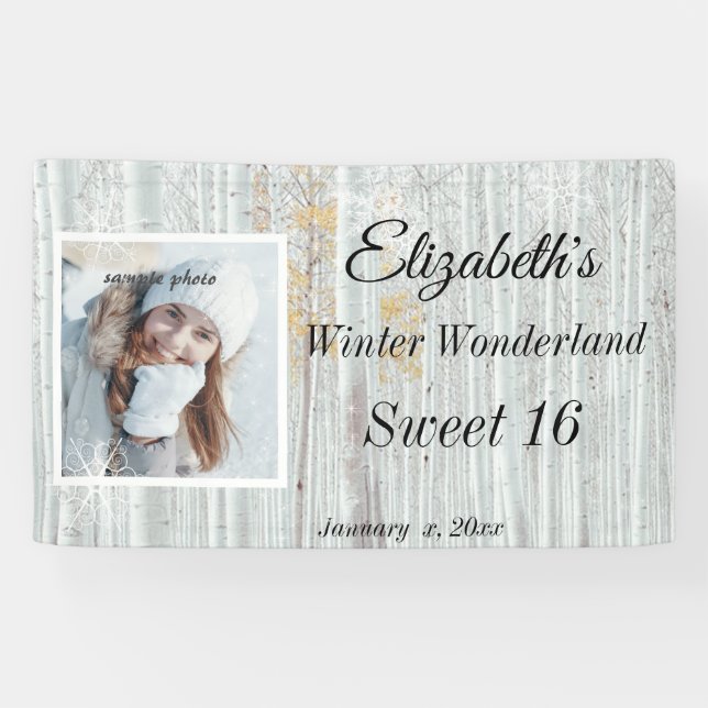 Sweet Sixteen Winter Wonderland Snowflake Banner (Horizontal)
