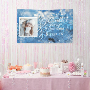 Sweet Sixteen Winter Wonderland Snowflake Banner