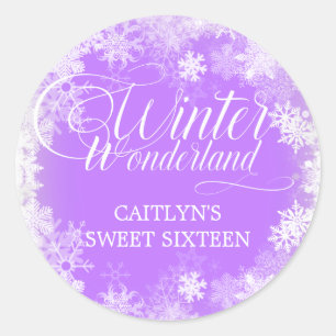 Sweet Sixteen Winter Wonderland Snowflake Favour Classic Round Sticker