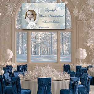 Sweet Sixteen, Winter Wonderland, Snowflakes, Banner