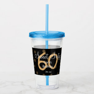 Sweet Sixty add name date birthday yellow polka do Acrylic Tumbler