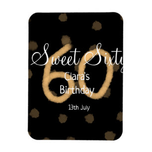 Sweet Sixty add name date birthday yellow polka do Magnet