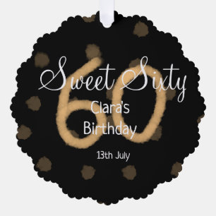 Sweet Sixty add name date birthday yellow polka do Tree Decoration Card