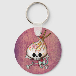 Sweet Skull Cupcake Key Ring