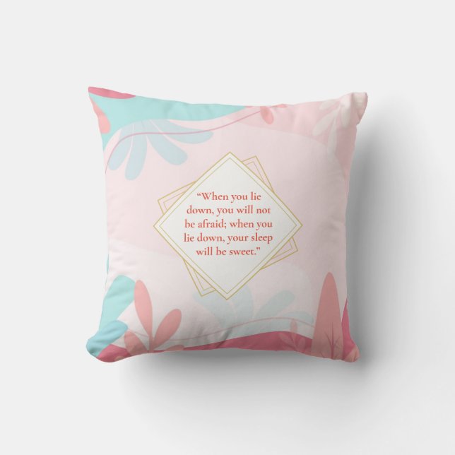 Sweet Sleep Floral Throw Pillow – Proverbs 3:24 (Front)