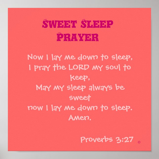 Sweet Sleep Prayer Customise it Poster (Front)